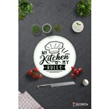 Cam Kesme Tahtası - Cam Kesme Tablası | My Kitchen My Rules | Beyaz Fon | Çap32cm