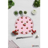 Cam Kesme Tahtası - Cam Kesme Tablası | Pembe Dokulu Kiraz Desenli | Çap32cm