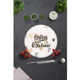 Cam Kesme Tahtası - Cam Kesme Tablası | Queen Of The Kitchen - Krem | Çap32cm