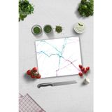 Cam Kesme Tahtası - Cam Kesme Tablası | Renkli Beyaz Mermer | 29cm x 34cm