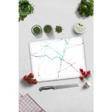 Cam Kesme Tahtası - Cam Kesme Tablası | Renkli Beyaz Mermer | 30cm x 40cm