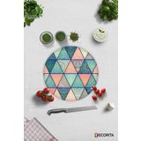 Cam Kesme Tahtası - Cam Kesme Tablası | Renkli Mandala Desenli | Çap32cm