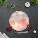 Cam Kesme Tahtası - Cam Kesme Tablası | Romantik Mermer | Çap32cm - 32 cm