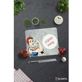 Cam Kesme Tahtası - Cam Kesme Tablası | Süper Anne | Gri Temalı | 29cm x 34cm