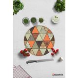 Cam Kesme Tahtası - Cam Kesme Tablası | Toprak Tonları Mandala Desen | Çap32cm