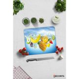 Cam Kesme Tahtası - Cam Kesme Tablası | Tropik Meyveler | 29cm x 34cm