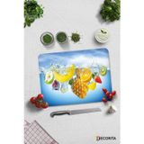 Cam Kesme Tahtası - Cam Kesme Tablası | Tropik Meyveler | 30cm x 40cm