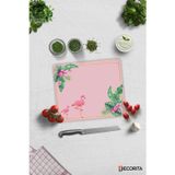 Cam Kesme Tahtası - Cam Kesme Tablası | Tropik Yapraklar & Flamingo | 29cm x 34cm