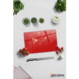 Cam Kesme Tahtası - Cam Kesme Tablası | Yeni Yıl Kırmızı | 20cm x 30cm