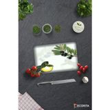 Cam Kesme Tahtası - Cam Kesme Tablası | Zeytin ve Limon Desen | 20cm x 30cm