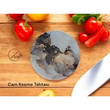 Cam Kesme Tahtası* Mutfak Tahtası 32 cm Beton Altın Görünümlü