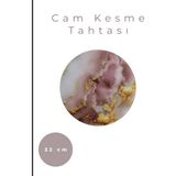 Cam Kesme Tahtası* Mutfak Tahtası 32 cm Mermer Pembe Altın Görünümlü