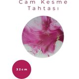 Cam Kesme Tahtası* Mutfak Tahtası 32 cm Pembe Beyaz Görünümlü