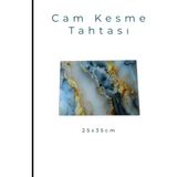 Cam Kesme Tahtası* Mutfak Tahtası Kare 25X35CM Mermer Mavi Altın Görünümlü - 25 x 35cm