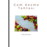 Cam Kesme Tahtası* Mutfak Tahtası Kare 25X35CM Meyve Görünümlü - 25 x 35cm