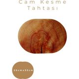 Cam Kesme Tahtası* Mutfak Tahtası Oval 25X35CM Ahşap Görünümlü - 25 x 35cm