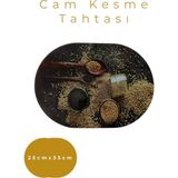 Cam Kesme Tahtası* Mutfak Tahtası Oval 25X35CM Baharat Görünümü - 25 x 35cm