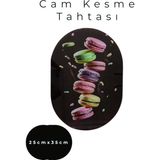 Cam Kesme Tahtası* Mutfak Tahtası Oval 25X35CM Makaron Görünümü - 25 x 35cm