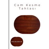 Cam Kesme Tahtası* Mutfak Tahtası Oval 25X35CM Parke Ahşap Görünümlü - 25 x 35cm