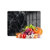 Cam Kesme Tahtası ve Sunumluk Siyah Beyaz Mermer Desenli 30X40 cm - Ahşap