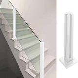 Cam Korkuluk Direği, Beyaz Modern Cam Korkuluk Direği - Villalar, Çatı Katları ve Oteller için Kapalı Merdiven Metal Sütun, Özelleştirilebilir Paslanmaz Çelik Korkuluk, 115CM Yükseklik, Köşe Direği