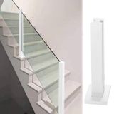 Cam Korkuluk Direği, Beyaz Modern Cam Korkuluk Direği - Villalar ve Oteller için Paslanmaz Çelik Kapalı Merdiven Korkuluk Kolonu, Özel Yükseklik 140CM/55", Çatı Katları için Şık Cam Korkuluk