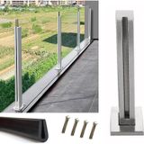Cam Korkuluk Direği, Güverte ve Merdivenler için Cam Korkuluk Sistemi Kelepçesi, Havuz Eskrim ve Çatı Korkulukları için Kare Direk, Ev ve Bahçe Güvenliği için 85cm Gümüş Cam Kelepçe