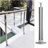 Cam Korkuluk Direği, Kapalı Merdivenler, Beton Basamaklar ve Çatı Katları için Ağır Hizmet Paslanmaz Çelik Cam Korkuluk Direkleri - 3/8 "ve 1/2" Kalın Camla Uyumlu, Küpeşte Versiyonu Mevcuttur