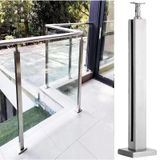 Cam Korkuluk Direği, Kapalı Merdivenler, Beton Basamaklar ve Koridor Çatı Katları için Ağır Hizmet Tipi 304 Paslanmaz Çelik Cam Korkuluk Direkleri - 3/8 "ve 1/2" Kalın Cam, Küpeşte Seçeneği ile