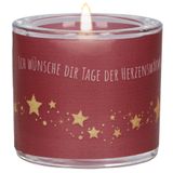 Cam Mumluk – Noel zamanı. Bu tealight mumluk ile Noel dileklerinizi kalpten hediye edin: Koyu kırmızı renkli etkileyici Noel dekorasyonu
