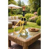 Cam Nargile 60 Cm Büyük Boy – Gold Siyah Lüks Nargile Takımı | Teras Balkon Şark Köşesi Dekor