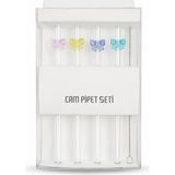 Cam Pipet Seti, 4'lü, 19 Cm, 4 Farklı Renk Fiyonk Detaylı, Temizleme Fırçalı, Kutulu, Bpa Iç - Çok Renkli - Genel