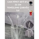 CAM PİPET SETİ 6'LI 21 CM TEMİZLEME ÇUBUĞU İLE