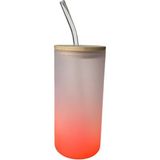 Cam Pipetli, Bambu Kapaklı, Kahve ve Meyve Suyu Bardağı - Pembe