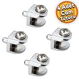 Cam Raf Tutucu Metal Cam Etejer Pimli Krom Metal Vidalı ( 4 Adet)
