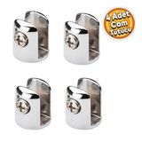 Cam Raf Tutucu Metal Yuvarlak Cam Etejer Menteşesi Krom Metal Vidalı 10 Mm ( 4 Adet)