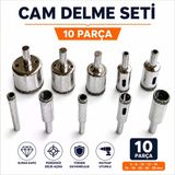 Cam Seramik Fayans Porselen Delme Ucu Seti 10 Parça Elmas Kaplı Boru Tipi Matkap Ucu