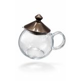 Cam Servis Demliği, Kahverengimsi Siyah Seramik Kapaklı, Retro Tasarım, Çay ve Kahve için, 17x18x14 cm, 1 Adet