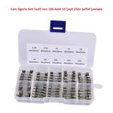 Cam Sigorta Seti 5X20 Mm 100 Adet 10 Çeşit 250V Şeffaf Çantada