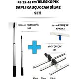 Cam Silme Seti 3 Boy Çekçek 2 Metre Metal Teleskopik Sap 35 Peluş Pratik Kullanışlı Pencere Yıkama - Standart - Turuncu