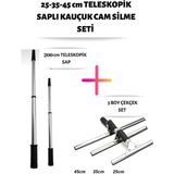 Cam Silme Seti Teleskopik Saplı 3 Boy Çekçek 2 Metre Metal Sopa Pratik Kullanışlı Pencere Yıkama - C11