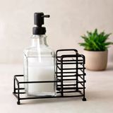 Cam Sıvı Sabunluk 500 Ml Siyah Metal Stand Ve Pompa