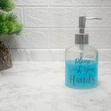 CAM SIVI SABUNLUK,YAZILI MODEL 300ML BANYO SETİ 7,6X15,5CM
