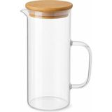 Cam Sürahi 1,5 Litre Bambu Kapaklı, Borosilikat Cam Sürahi, Limonata Sürahisi, Soğuk Çay ve Me - Çok Renkli