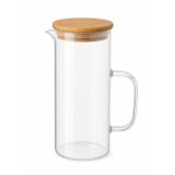Cam Sürahi 1,5 Litre Bambu Kapaklı, Borosilikat Cam Sürahi, Limonata Sürahisi, Soğuk Çay ve Meyve Suyu Sürahisi, Şeffaf Cam İçecek Sürahisi, Damlatmaz Ağız Tasarımı, Ergonomik Kulplu