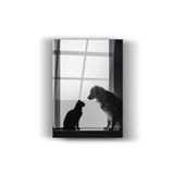 Cam Tablo Sessiz Dostluk Kedi ve Köpek Portresi – Modern Ev Dekorasyonu, Ofis Dekorasyonu, Salon ve Çocuk Odası