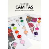 Cam Taş Yuvarlak Hafif Bombeli, 100 Adet - Şeffaf
