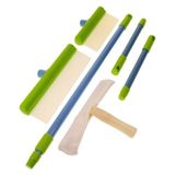 Cam Temizlik Kiti, Silikon Su Çekme Aparatı, Mikrofiber Bezli Başlık, Uzatma Sapı - 1 Adet