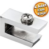 Cam Tutucu Ahşap Raf Tutucu Cam Etejeri Metal U Tipi Krom Metal Vidalı ( 4 Adet)