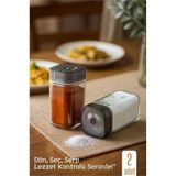 Cam Tuzluk Baharatlık – 360° Döner Kapaklı | 3 Delik Tipiyle Ayarlanabilir Akış 2 Adet 722179
